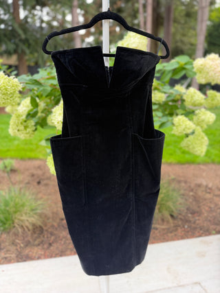 Mario Borsato Couture 1980-1990s Black Cotton Velvet Strapless Dress - Size IT 42