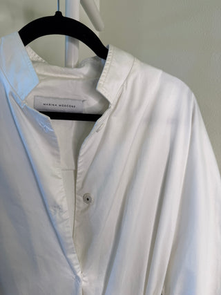Marina Moscone 2016-2020s White Cotton Belted Midi Dress - Size US 8