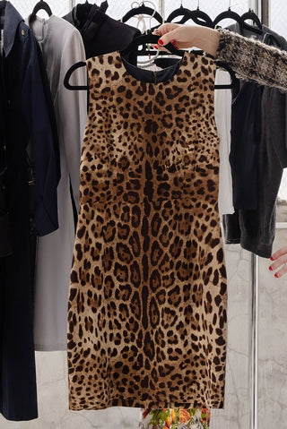 Dolce & Gabbana 1990-2000s Vintage Black & Brown Leopard Print Dress - Size IT 44