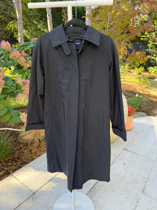 Giorgio Armani Classico 1990-2000s Vintage Black 'Loro Piana Storm System' Long Rain Coat - Fits US S/M
