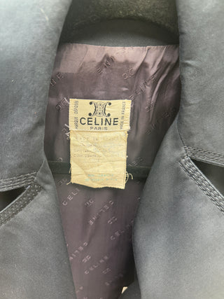 Celine 1970s Vintage Navy Cotton Trench Coat with Gold Carriage Buttons - Size FR 36