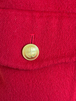 Gucci 1994 Vintage Tom Ford Era Red Wool Cashmere Blend Gold GG Button Long Coat - Size 38 IT