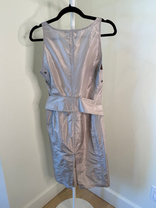 Gucci 2002 Tom Ford Era Grey Silk Belted Mini Dress with Grommet Detail - Size EU 42