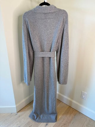 Bazilika 2020's Contemporary Grey Cashmere Knit Belted Long Cardigan Sweater - Fits M/L