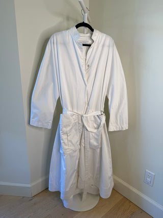 Marina Moscone 2016-2020s White Cotton Belted Midi Dress - Size US 8