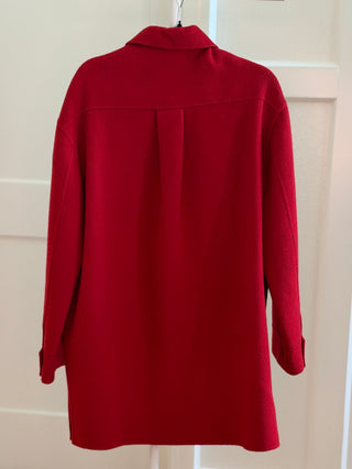 Gucci 1994 Vintage Tom Ford Era Red Wool Cashmere Blend Gold GG Button Long Coat - Size 38 IT