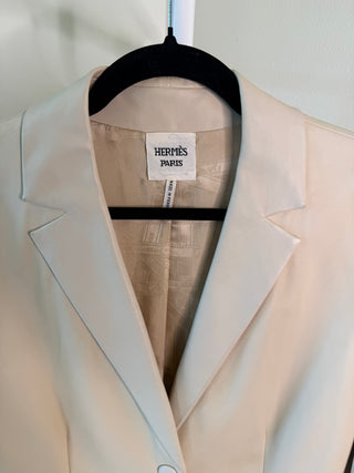 Hermes S/S 2010 Rare Runway Gaultier Era Butter Yellow Leather Blazer - Size 42 FR