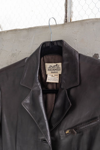 Hermes F/W 1997 Vintage Margiela Era Runway Rare Black Lambskin Leather Blazer & Pant Set - Blazer FR 40 / Pants FR 38
