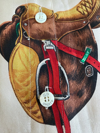 Christian Dior Sports 1988-1993 Silk Equestrian Print Button-Up Shirt - Size L