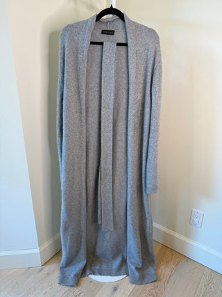 Bazilika 2020's Contemporary Grey Cashmere Knit Belted Long Cardigan Sweater - Fits M/L