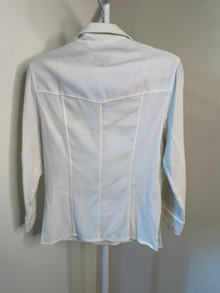 Gucci 1994 Tom Ford Era Vintage White Rib Knit Gold GG Button Up Shirt Jacket - Size 40 IT