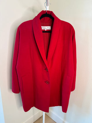 Christian Dior 1980-1990s Vintage Red Cashmere Coat - Fits US 10/12