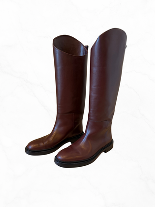 Jil Sander 2020s Brown Knee-High Leather Riding Boots - Size EU 40 / US 10