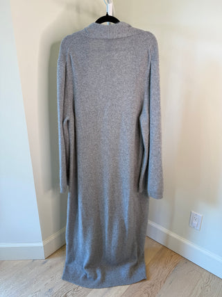 Bazilika 2020's Contemporary Grey Cashmere Knit Belted Long Cardigan Sweater - Fits M/L