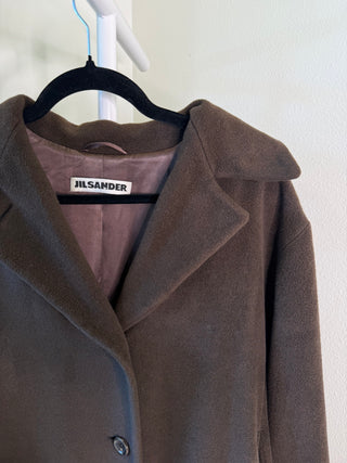 Jil Sander 2000s Vintage Brown Wool / Angora Blend Long Coat - Size 44
