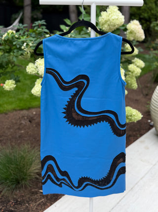 Emilio Pucci S/S2013 Peter Dundas Era Blue Leather and Black Lace Dress - Size FR 36