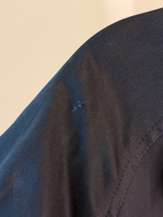 Celine Sport 1970s Vintage Black Belted Trench with Gold Sulky Logo Carriage Buttons - Fits US8/10