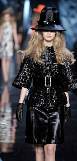Christian Dior F/W2008 Galliano Era Runway Black Ponyhair Button-Up Skirt - Size FR38