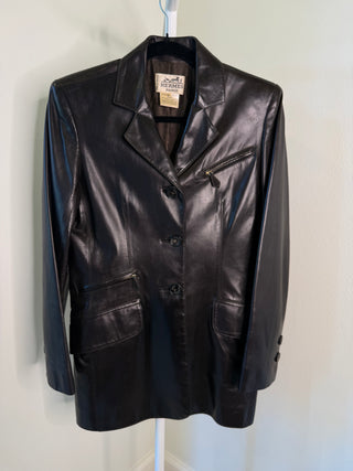 Hermes F/W 1997 Vintage Margiela Era Runway Rare Black Lambskin Leather Blazer & Pant Set - Blazer FR 40 / Pants FR 38