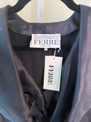 Gianfranco Ferre 1990s Rare Vintage Black Silk Top with Chain Linked Crystal Cuffs - Size IT40 NWT