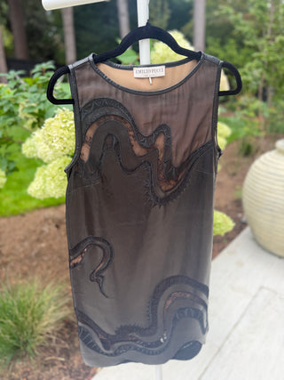 Emilio Pucci S/S2013 Peter Dundas Era Black Lambskin Leather & Lace Dress - Size FR 36