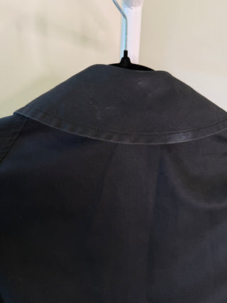 Celine Sport 1970s Vintage Black Belted Trench with Gold Sulky Logo Carriage Buttons - Fits US8/10