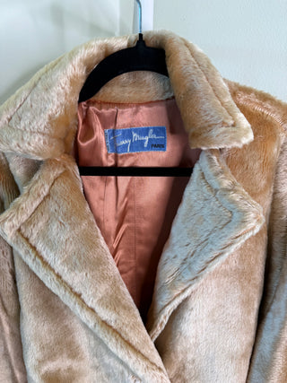 Thierry Mugler F/W 1982-1983 Rare Vintage Khaki Cropped Faux Fur Coat - FR 38