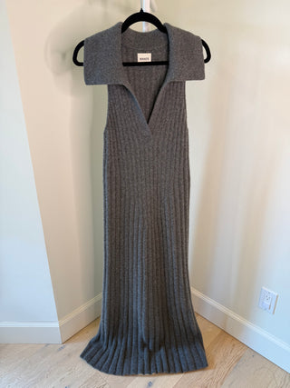 Khaite S/S2022 Grey "Giselle" Cashmere Blend Knit Maxi Dress - Size US L