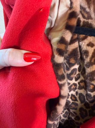 Foxey 1980-1990s Vintage Cashmere Coat with Removable Leopard Print Fur Liner - Fits S/M