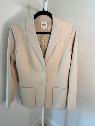 Hermes S/S 2010 Rare Runway Gaultier Era Butter Yellow Leather Blazer - Size 42 FR