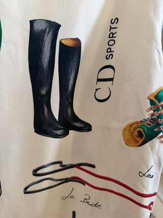 Christian Dior Sports 1988-1993 Silk Equestrian Print Button-Up Shirt - Size L