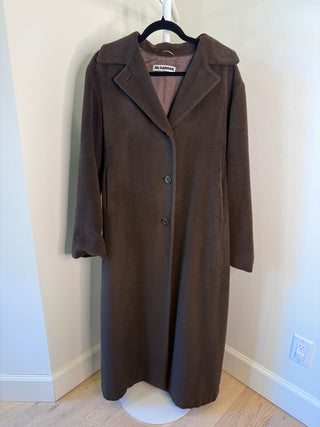Jil Sander 2000s Vintage Brown Wool / Angora Blend Long Coat - Size 44