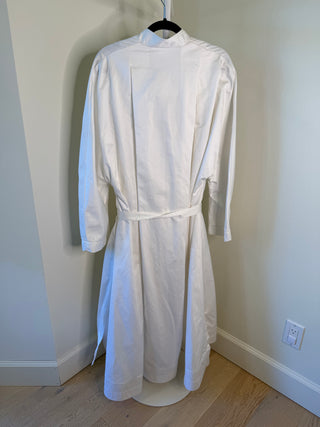 Marina Moscone 2016-2020s White Cotton Belted Midi Dress - Size US 8