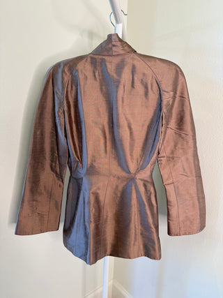 Thierry Mugler S/S 2000 Rare Vintage Runway Pink Dupioni Silk Jacket & Skirt 2 Piece Set - Size FR 36