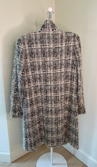 Chanel A/W 2005 Vintage Lagerfeld Era Runway Multicolor Grey Lesage Tweed Coat - Size 40 FR