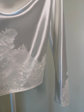 Gilles Et Poppy 1990-2000s White Silk & Lace Cowl Neck Top - Fits XS/S