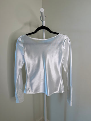 Gilles Et Poppy 1990-2000s White Silk & Lace Cowl Neck Top - Fits XS/S