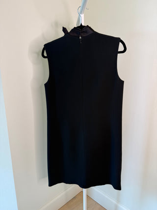 Celine 2012-18 Phoebe Philo Era Black Viscose-Silk Blend Shift Dress with Bow Detail Neckline - Size FR38