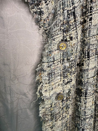 Chanel A/W 2005 Vintage Lagerfeld Era Runway Multicolor Grey Lesage Tweed Coat - Size 40 FR