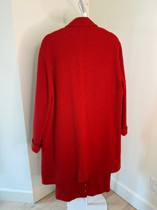 Chanel Boutique F/W1995 Red Boucle Wool Tweed Coat & Dress Set - Size 40