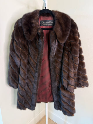 Christian Dior Boutique Fourrure 1970-1980s Brown Mink Fur Coat - Fits US S/M
