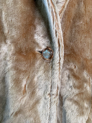 Theirry Mugler F/W 1982-1983 Rare Vintage Runway Khaki Faux Fur Coat with Acrylic Button - FR 36