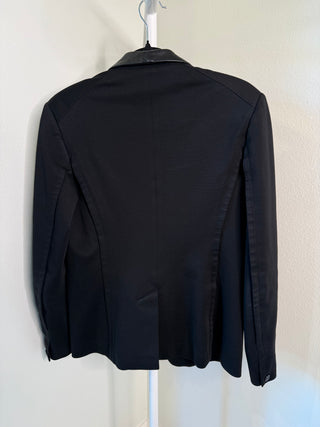Rag & Bone 2020's Black Blazer with Leather Lapel and Hook & Eye Front Closure - US 8