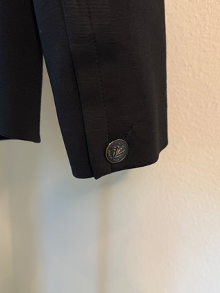 Rag & Bone 2020's Black Blazer with Leather Lapel and Hook & Eye Front Closure - US 8
