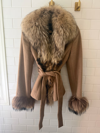 Angora + Camel Jacket with Finnraccoon Trim - Vintage 40 (S/M)