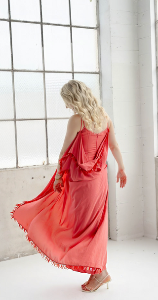 Mario Borsato Boutique 1980-1990s Vintage Pink Long Dress with Red Sequins & Beads - IT42