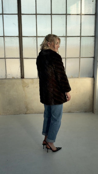 Christian Dior Boutique Fourrure brown mink fur coat, worn, back view