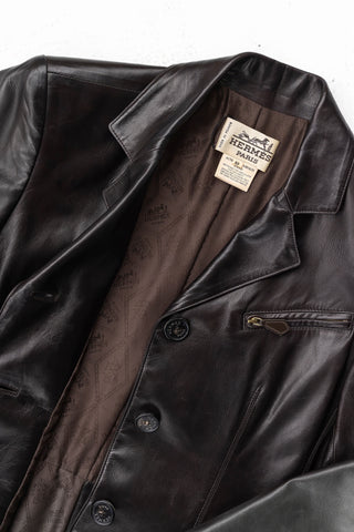 Hermes F/W 1997 Vintage Margiela Era Runway Rare Black Lambskin Leather Blazer & Pant Set - Blazer FR 40 / Pants FR 38