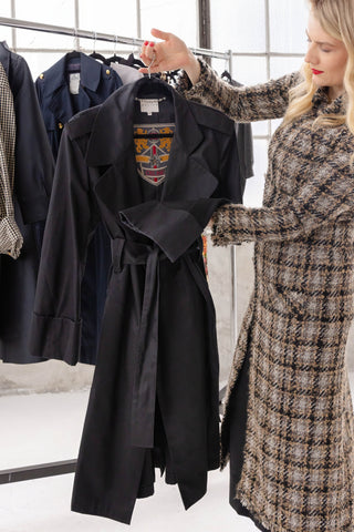 Celine 2000-02 Michael Kors Era Vintage Black Trench Coat - Size 40