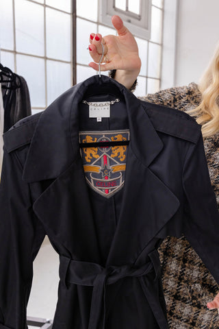Celine 2000-02 Michael Kors Era Vintage Black Trench Coat - Size 40